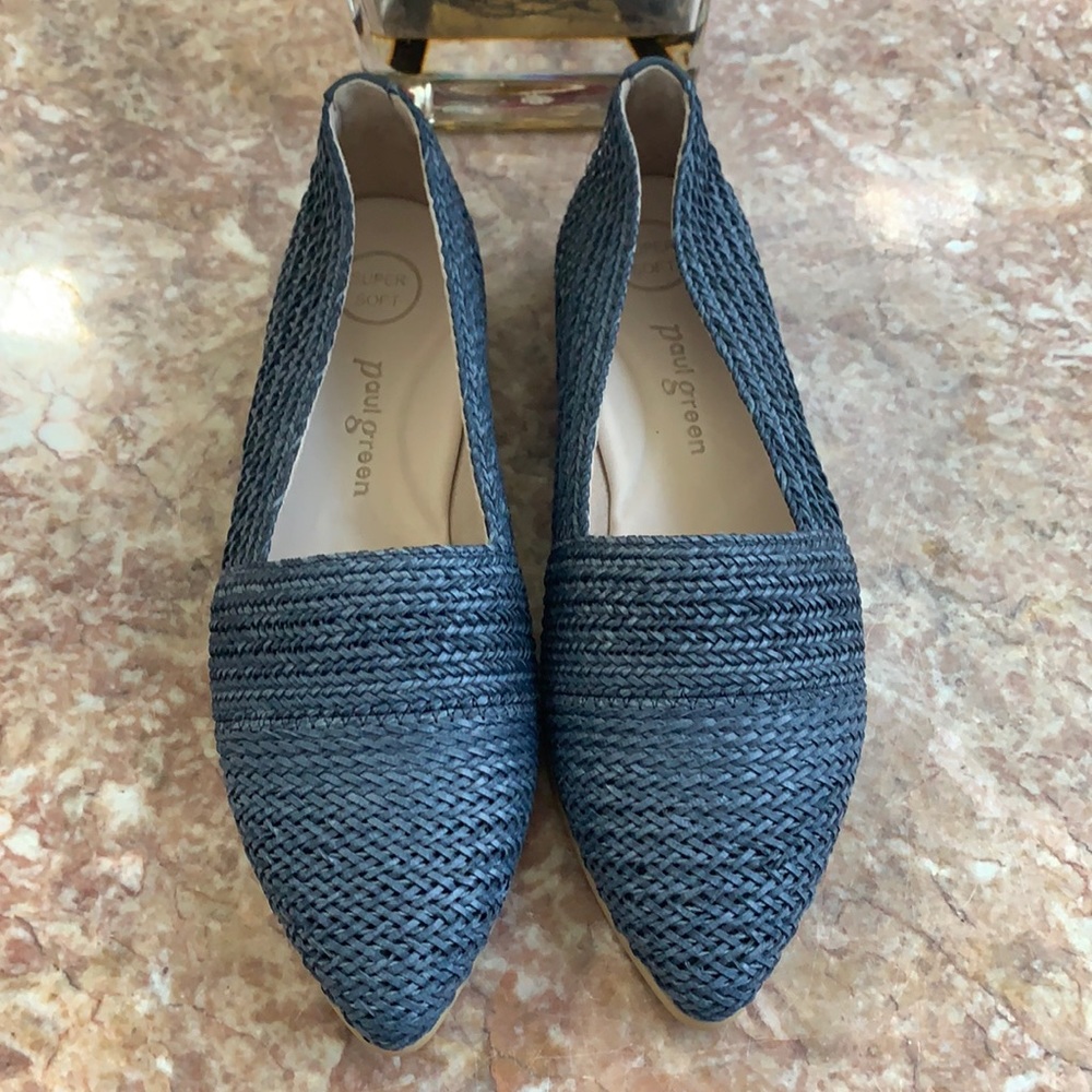 New Paul Green Womens Size 7 Lori Espadrille Cuoio Woven Suede Blue Boho Shoes
